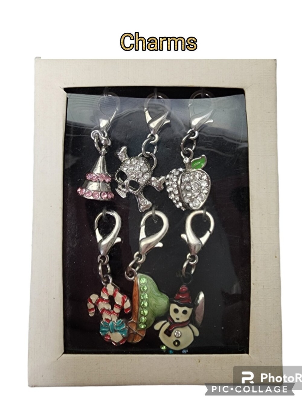 Charms clasp box of 6 lobster rhinestones all occasion attachable 6 fun styles